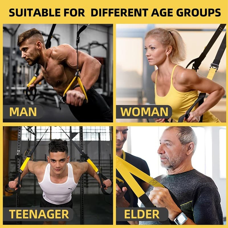 Suspension Resistance Band TRX Style Strap Adjustable Gym Fitness Pull Rope 6Pcs