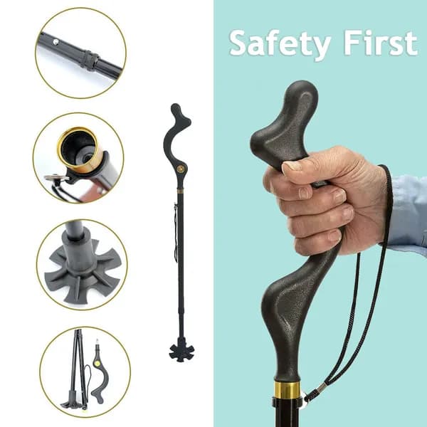 Foldable Walking Stick with Built-In Light