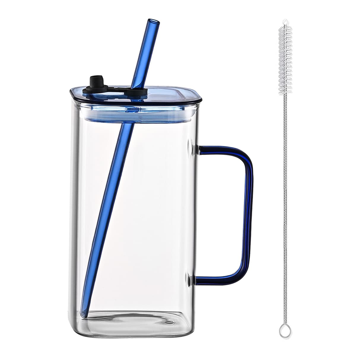 Borosilicate Glass Cup with Straw & Lid
